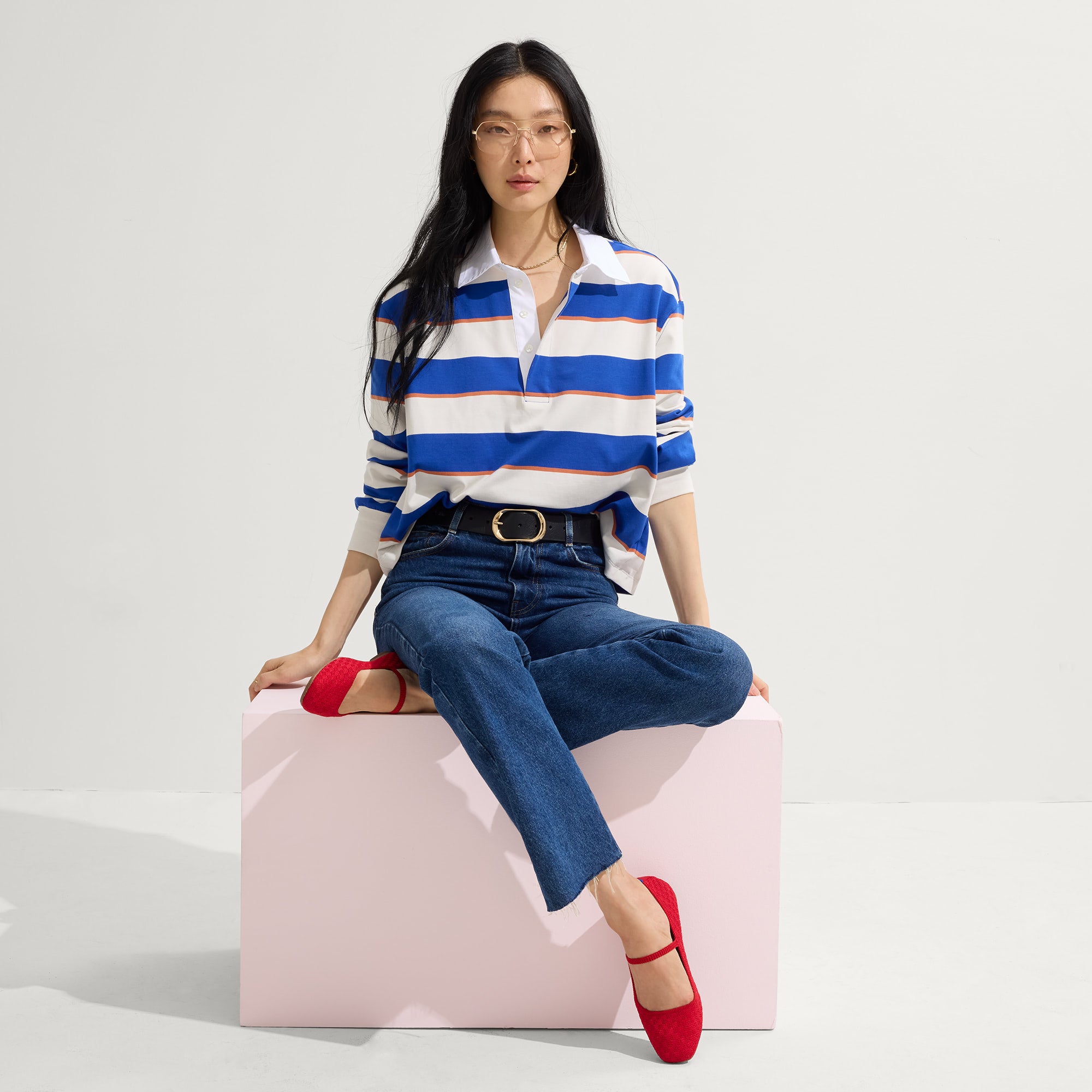 The Max Square Mary Jane - Red Crisp Basketweave - Image 4