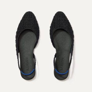 The Almond Slingback - Black Boucl??